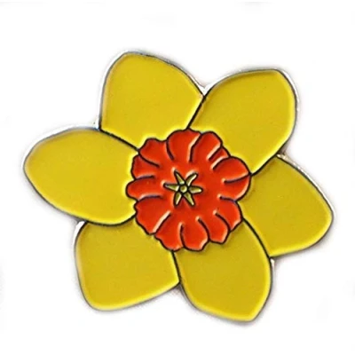 Image of Metal Enamel Pin Badge Welsh Emblem Daffodil Flower