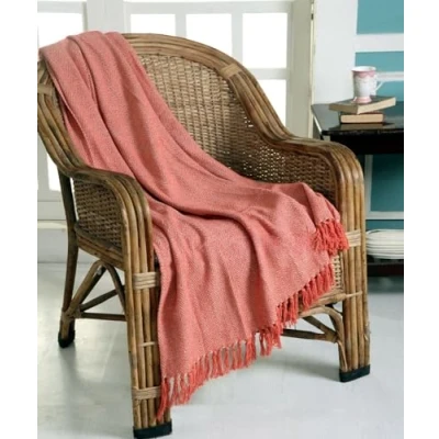 Image of HOMELY 100% Cotton Throw Herringbone Design 3 Seater Sofa Bed Settee Blanket, 229cm x 254cm (90&quot; 100&quot;) (PEACH)