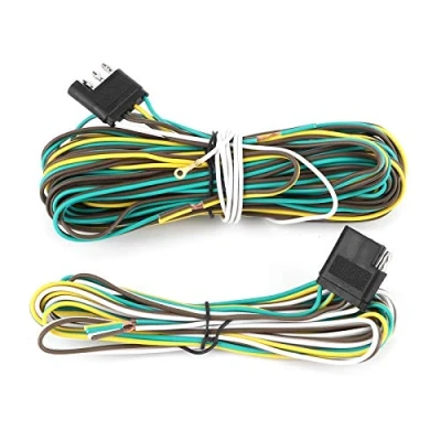 Image of Trailer Wiring Harness Kit 4 Way, 36FT 8.5+2.4m Wire 4‑Flat Pin Light Connector with Male Female Plug Fit for General Purpose