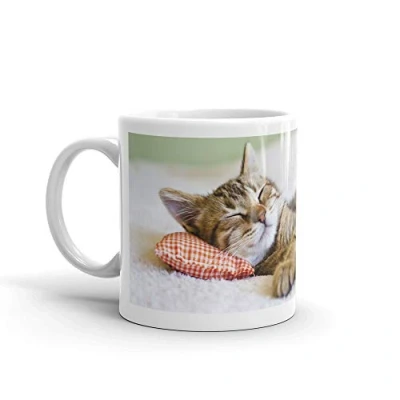 Image of DV Mugs Ltd Cute Sleeping Kitten Mug Funny Mum Sister Niece Nan Cat Cats Lover #8265 (Mug)