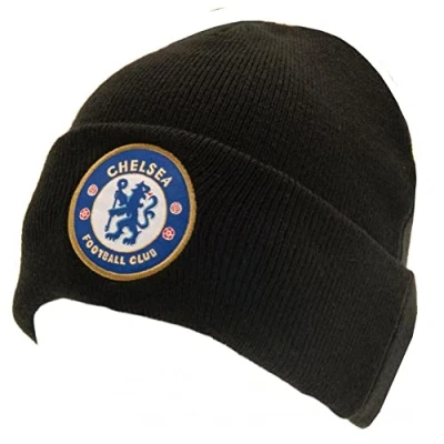 Image of Chelsea FC Authentic EPL Knitted Turn Up Beanie Hat Black