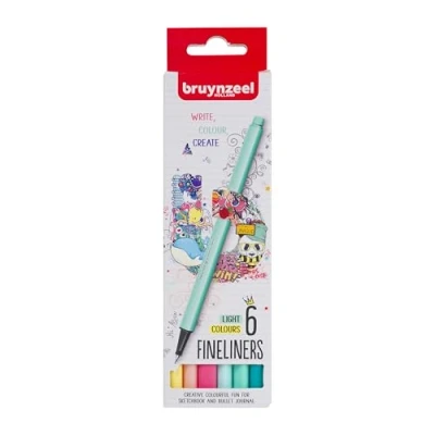 Image of Bruynzeel Fineliner Brush Pens 6 Piece Set, Light