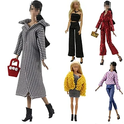 Image of Doll Clothes, Lance Home 5 Sets Fashion Outfits Autumn Dresses Spring clothes Sweater Pants Shoes Socks Bag For 29cm Dolls Accessories Baby Gifts (B)