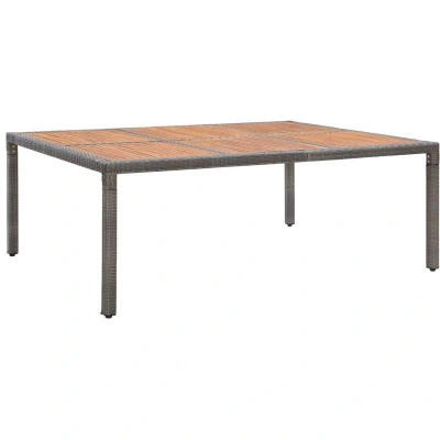 Image of vidaXL Garden Table Grey 200x150x74 cm Poly Rattan and Acacia Wood