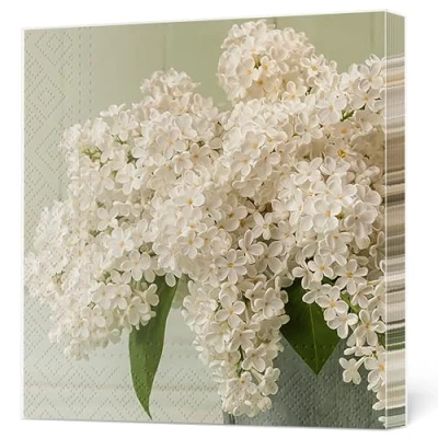 Image of Maki 3 Ply Flowery Tissue Paper Napkins Serviettes for Decoupage Lunch 33cm x Pack of 20 (White Lilac Bouquet)