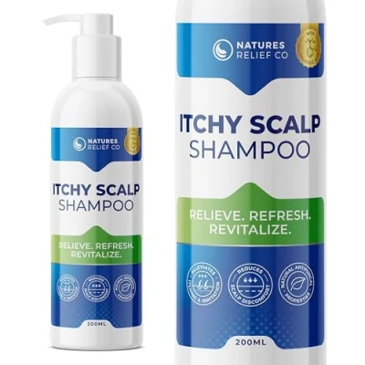 Image of Itchy Scalp Shampoo Soothing Anti Itch Formula with Tea Tree &amp; Lemongrass Natural Relief for Irritation, Non Drying, Fast Acting Suitable All Hair Types Free from Harsh Chemicals 200ml