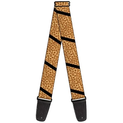 Image of Buckle Down Guitar Strap Leopard Brown/Black Slash 2&quot; Wide 29 54&quot; Length