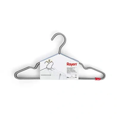 Image of Rayen Non Slip 6 Pack Nylon Hangers 15.9 x 8.25 Inch, Metal, Gray, 40,5x19,5 cm