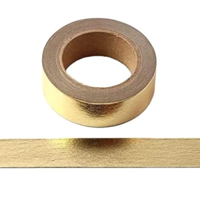 Image of Syntego Solid Foil Washi Tape Decorative Self Adhesive Masking 15mm x 10 Meters (Gold)