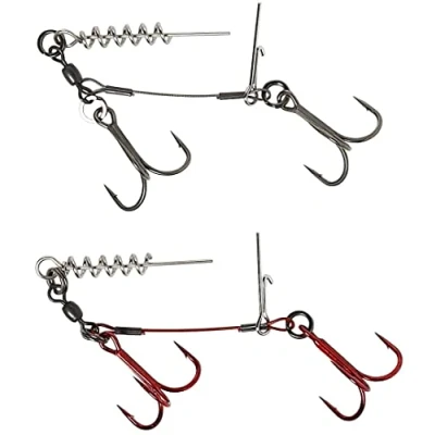 Image of Savage Gear NEW CARBON49 CORKSCREW STINGER 2 HOOK PIKE PREDATOR FISHING (#1/0 23kg 2pcs)