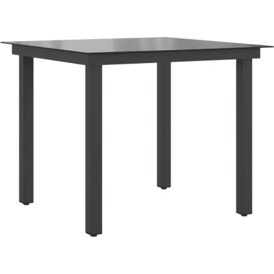 Image of vidaXL Garden Table Black 80x80x74 cm Aluminium and Glass