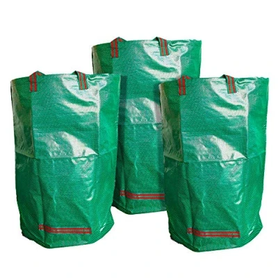 Image of ANSIO Garden waste Bags 120L Pack of 3,Heavy Duty Bags, Reusable Sacks with Handles, Ideal for Collecting Waste, Plant grass and Leaves Bin