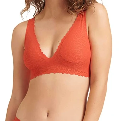 Image of Sloggi Women&#039;s Zero Feel Lace 2.0 Bralette Bustier, Watermelon, XS