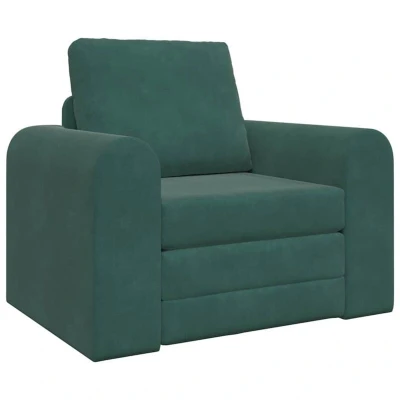Image of vidaXL Floor Sofa Bed 2 in 1 Dark Green 98x71x83 cm Velvet