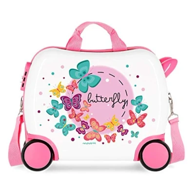 Image of MOVOM Happy Time Kid&#039;s Rolling Suitcase, Multicolour (Butterfly), 41 centimeters