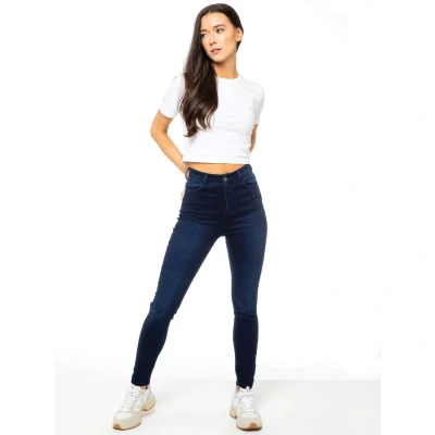 Image of 989Zé ENZO Womens Jeans Skinny Stretch Jean High Waisted Denim Pants EZL420 Dark Blue 18