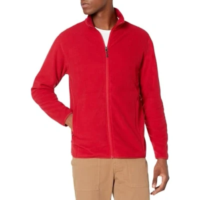 Image of Amazon Essentials Men&#039;s Full Zip Fleece Jacket (Available in Big &amp; Tall), Red, L