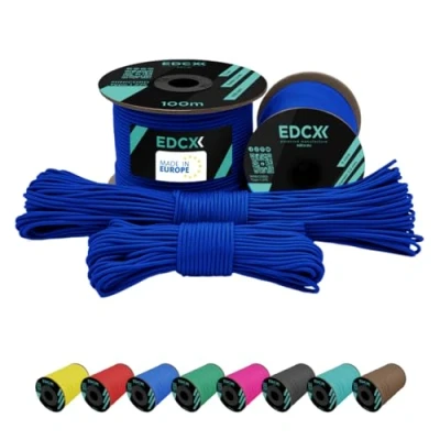 Image of EdcX 2 mm Nylon Paracord 275 (15, 30, 50 and 100 m) 100% rope, 3 Strand cord, cord in Many Colours (Blue, 15