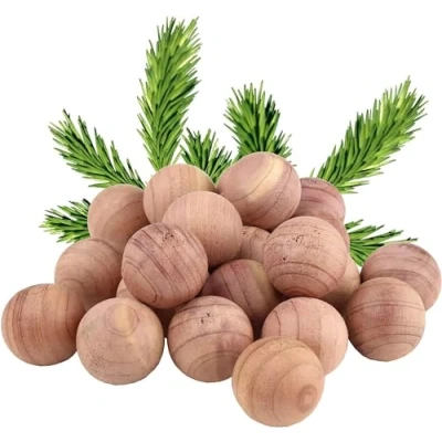 Image of MantraRaj 12PC Natural Cedar Wood Balls Moth Repellent Anti Scent for Protection in Wardrobes Drawers, Storage Boxes Diminishes Mildew, Moisture And Mustiness