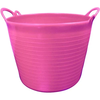 Image of Rhino 40 Litre Heavy Duty Flexi Flexible Garden Container Storage Bucket Tub Pink