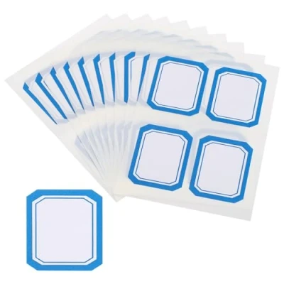 Image of M&amp;G 200 Pcs Name Tag Stickers, Labels Stickers Waterproof Adhesive Blank for Stuff Daycare Supplies Bottle Clothes Fabric Folder Office Camp, 35x45mm, Blue White