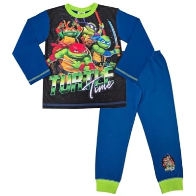 Image of Teenage Mutant Ninja Turtles Boys Pyjamas TMNT Turtle Time PJs (Blue, 7 8 Years)