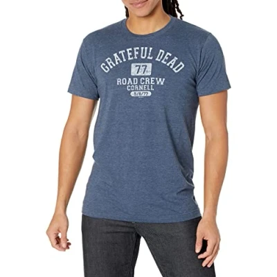 Image of Liquid Blue Unisex&#039;s Grateful Dead Road Crew 1977 Cornell Short Sleeve T Shirt, Heather, Medium