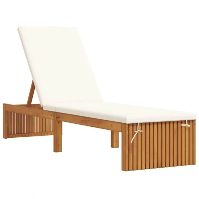 Image of vidaXL Sun Lounger with Cushion 200x55x30 cm Solid Wood Acacia