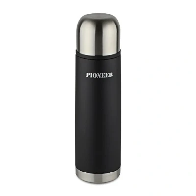 Image of Pioneer 500ml Black &amp; Stainless Steel Flask