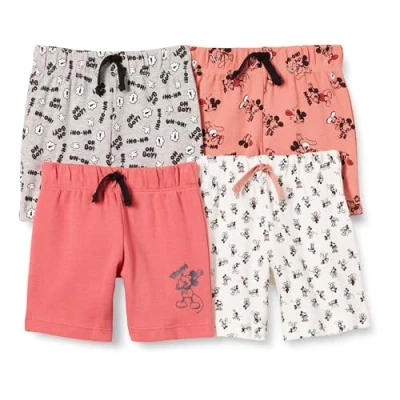 Image of Amazon Essentials Disney Marvel Star Wars Unisex Babies&#039; Shorts, Pack of 4, 4 Mickey Expressions, 0 Months