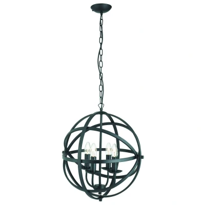 Image of Orbit 4 Light Spherical Cage Ceiling Pendant Matt Black, E14