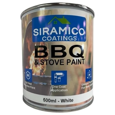 Image of SIRAMICO COATINGS BBQ &amp; Stove Paint High Temperature 1000c (White, 500ml)