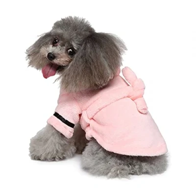 Image of Dog Bathrobe, Adjustable Soft Robe Quick Drying Pet Bath Towel for Cat Small Medium Dogs Pink