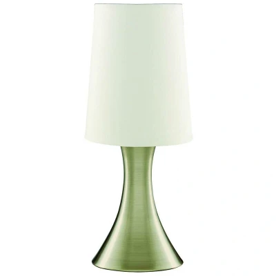 Image of Searchlight Lighting Search Light Eu Table Touch Lamp Antique Brass with Fabric Shade, E14 3922AB
