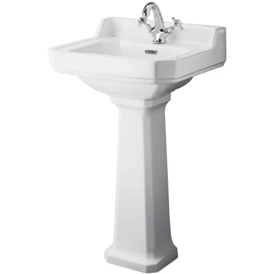 Image of Hudson Reed Richmond Basin and Comfort Height Full Pedestal 500mm Wide 1 Tap Hole