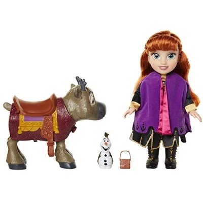Image of Disney Frozen 2 Princess Anna Doll with Olaf and Reindeer Sven Figures from II Set, Movie Replica Color, One Size (Glop Games 207164)