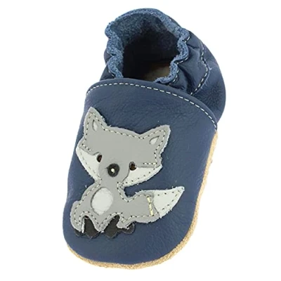 Image of Beck Unisex Baby Blue Fox First Walker Shoe, Blue, 3 UK Child