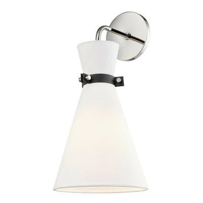 Image of Julia 1 Light Wall Sconce Polished Nickel, Linen