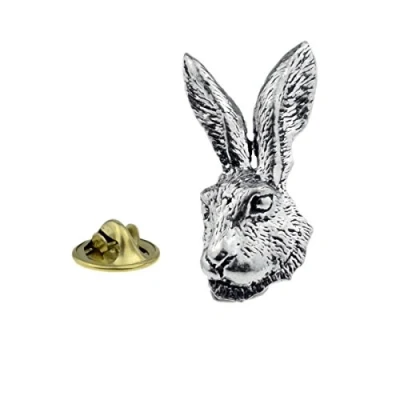 Image of Hare Head Pewter Lapel Pin Badge, Rabbit
