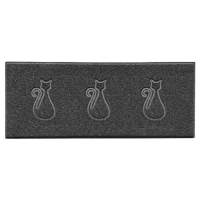 Image of Nicoman Cat Embossed Shape Door Mat Dirt Trapper PVC Spaghetti Washable Quick Drying Barrier Doormat Dark Grey (Drainage Open Back) Runner (150x60cm)