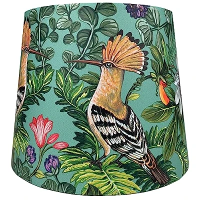 Image of Tropical Bird Table Lamp Shade Ceiling Light Teal Floral Botanical Jungle Flower Theme Design Lampshades Lamps Bedroom Accessories Home Decor