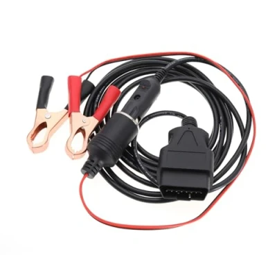 Image of EMSea OBD II Vehicle ECU Emergency Power Supply Cable Memory Saver with Alligator Clip 12V Car Battery Cigarette Lighter Extension Socket