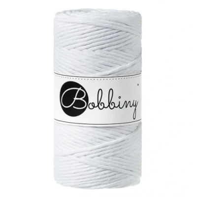 Image of Bobbiny Regular 3mm Single Ply Macrame Cord (White) 100m