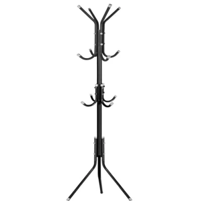 Image of NTEK Coat Stand Metal Rack, Free Standing Coak Rack Metal, 12 Hooks Clothes Hat Jacket Hanger, Handbag Umbrella Hanging Organiser for Homes Office Entryway Hallway (BLACK)
