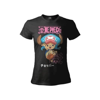 Image of Sabor srl Tony Chopper One Piece T Shirt. Women&#039;s Straw Hat Official Shirt with Front Print., Black, L