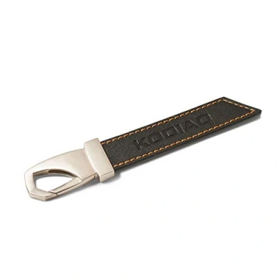 Image of Skoda MVF37 851 Kodiaq Keyring Carabiner Leather Pendant Key Ring Accessories