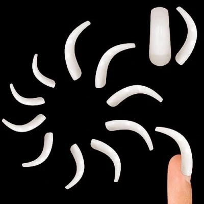 Image of NOVO OVO 500 pcs Hawk Curved Natura Color Extra Super Extreme Deep Curve Half Cover Long Square Tapered Eagle Claw False Nail Extension Tips Acrylic 10 Sizes Bag Packaging Halloween Art Salon
