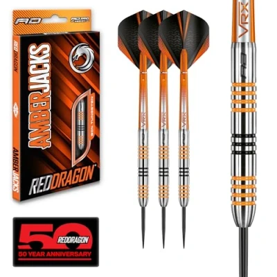Image of RED DRAGON Amberjack 3: 22g Tungsten Darts Set with Flights &amp; Dart Stems (Shafts) Professional 90% Premium Available in 22g, 23g, 24g, 25g, 26g, 27g, 28g, 30g