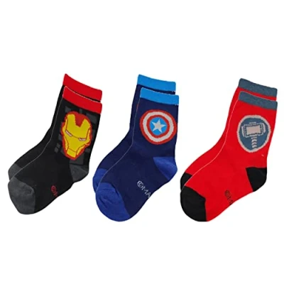 Image of HOVUK 3x Pairs Kids Socks (UK 3 5.5/EU 19 22), Avengers Boys Soft Stretchy Casual Wear Slippers Socks, Cute Summer Accessories for Baby Toddler Aged 6 18 Months