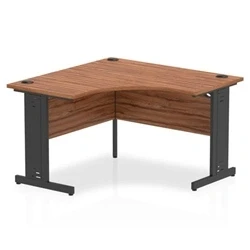 Image of Impulse 1200mm Corner Office Desk Walnut Top Black Cable Managed Leg